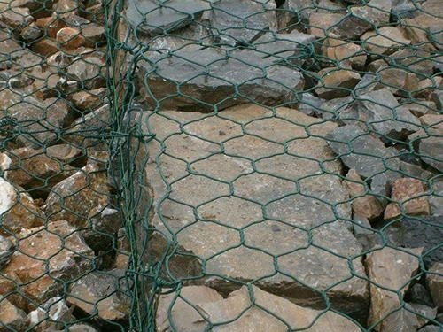 60*80mm Hexagonal Wire Netting Double Twist Green Bank Pad